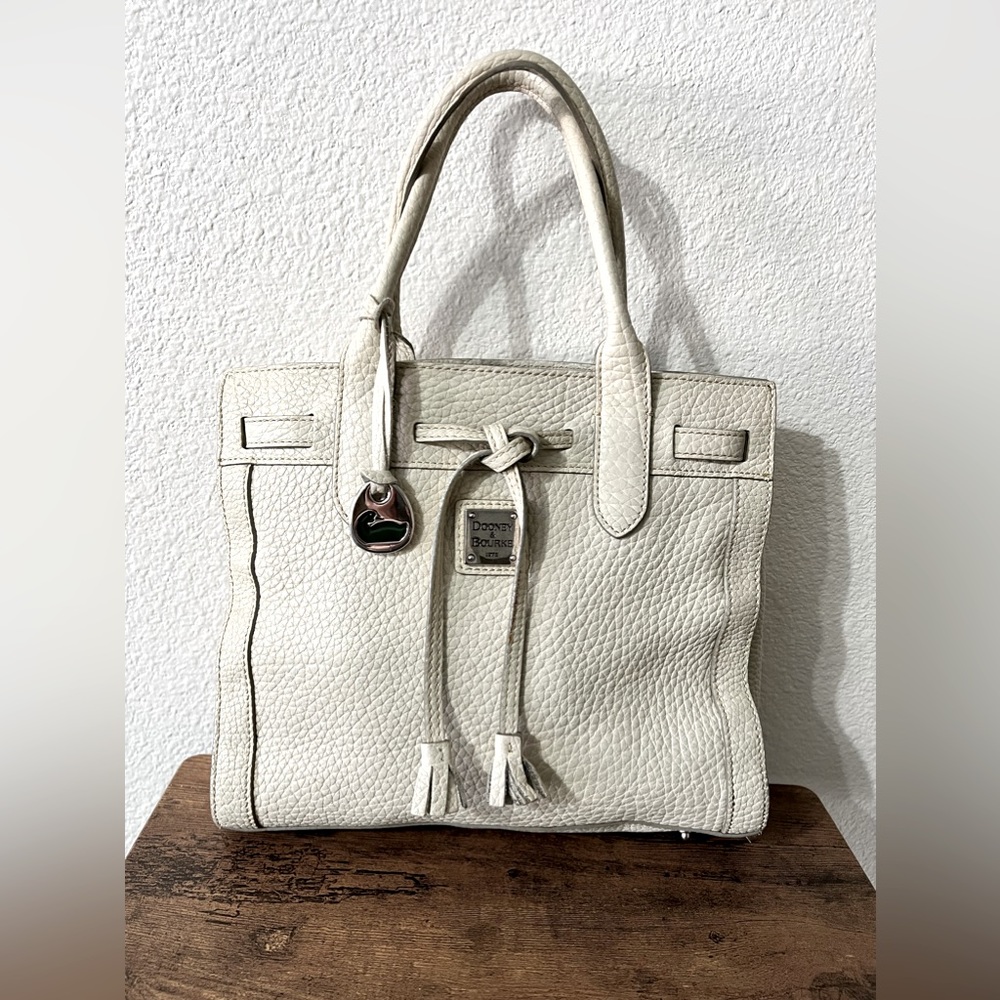 Classic East/West Tassel Dooney and Bourke Bag Cream Colored